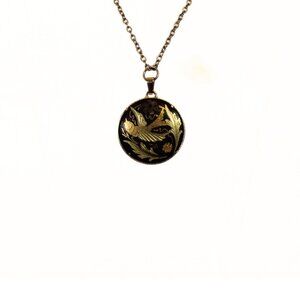 Vintage 1940s Damascene Pendant Necklace